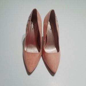 Women's Qupid Milia Floral Embroidered Suede Pointy Toe Stiletto Pump SZ 9